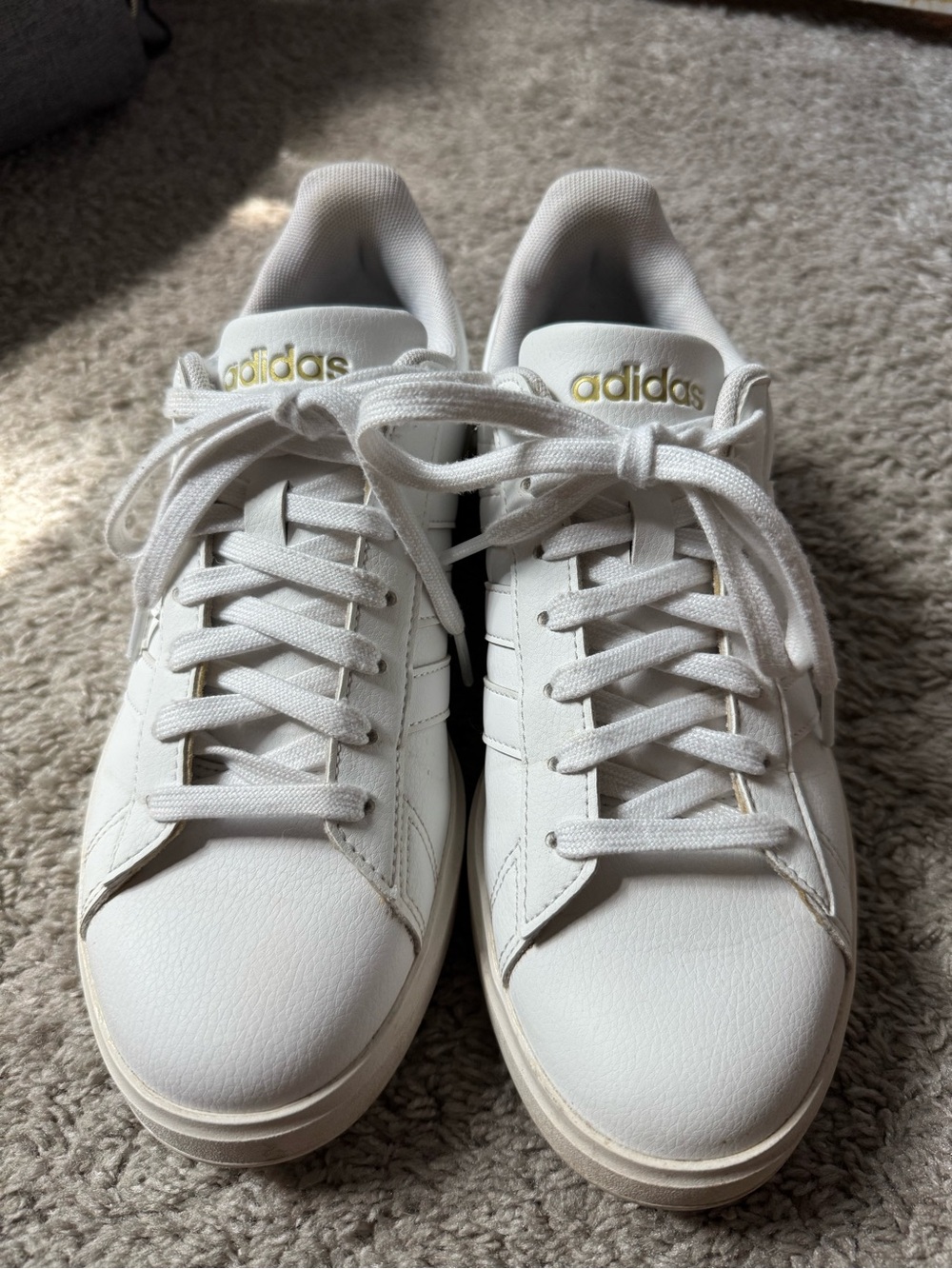 adidas Women's White Sneakers with Gold Branding